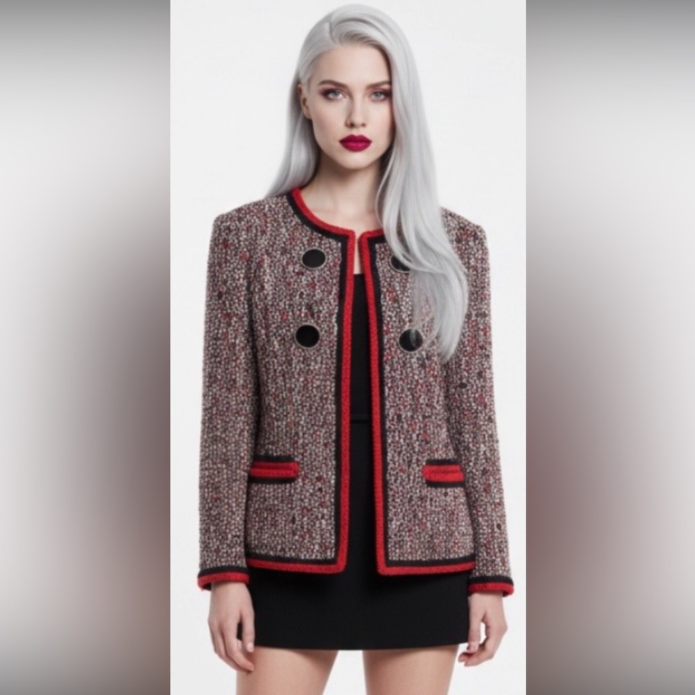 ECCOCI Blazer Jacket Tweed Boucle Cropped Wool